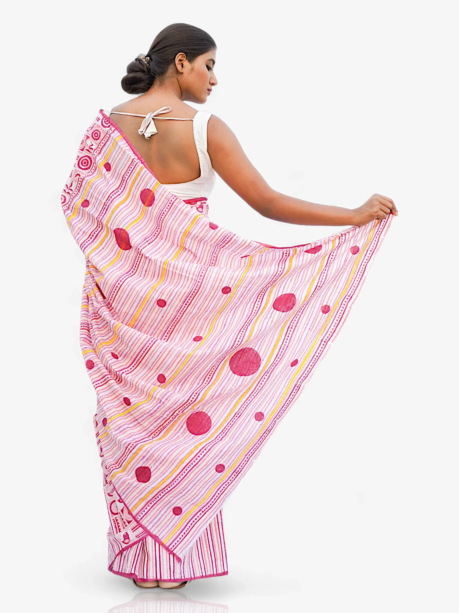 Fusion Fiesta – Quirky Blend Block Print Mul Cotton Saree - Kozylook